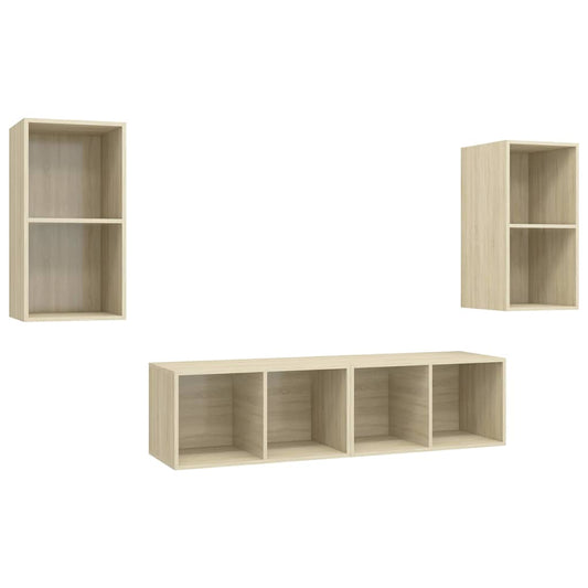 TV Cabinet | Set of 4 | Sonoma Oak | Engineered Wood | Medium