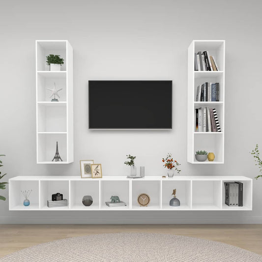 Wall-mounted TV Cabinets 4 pcs White Engineered Wood