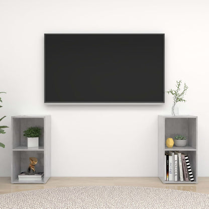 TV Cabinet | Set of 2 | Concrete Grey | Engineered Wood | Medium