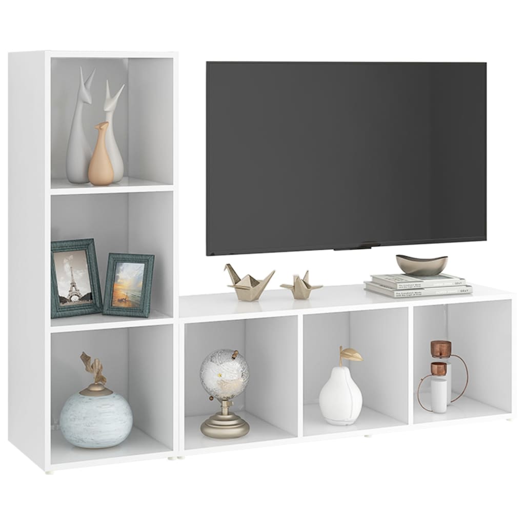 TV Cabinets 2 pcs White 107x35x37 cm Engineered Wood