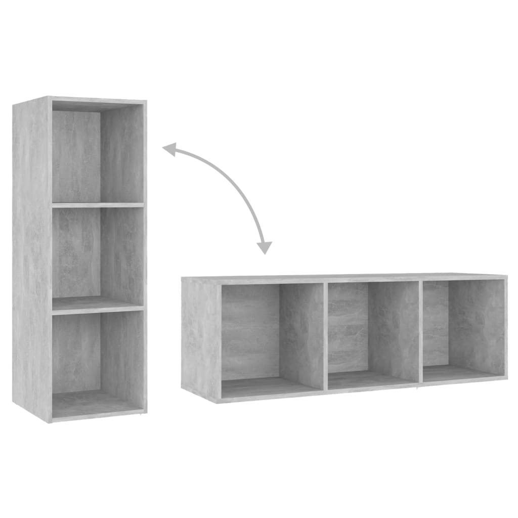 TV Cabinets 2 pcs Concrete Grey 107x35x37 cm Engineered Wood