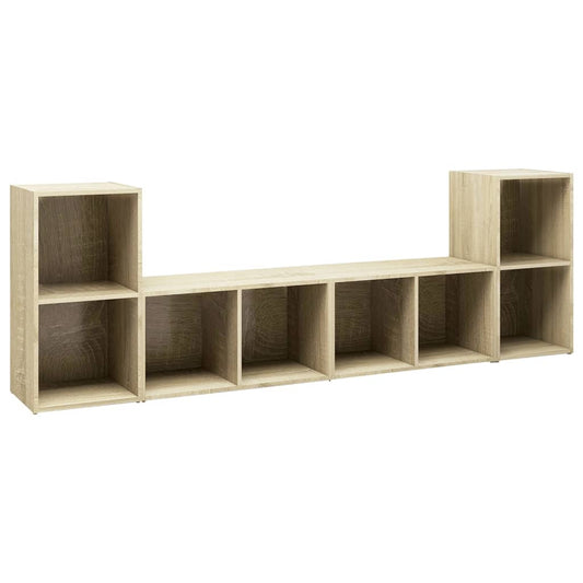 TV Cabinet | Set of 4 | Sonoma Oak | Engineered wood | Modular