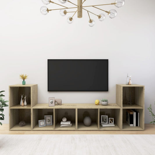 TV Cabinet | Set of 4 | Sonoma Oak | Engineered wood | Modular