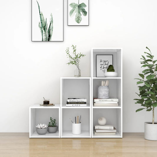 3 Piece TV Cabinet Set White Engineered Wood