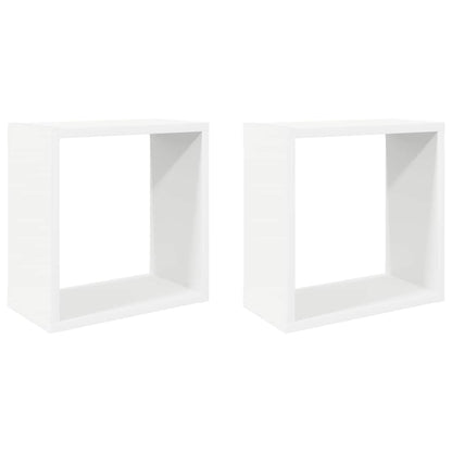 Wall Cube Shelves 2 pcs White 30x15x30 cm
