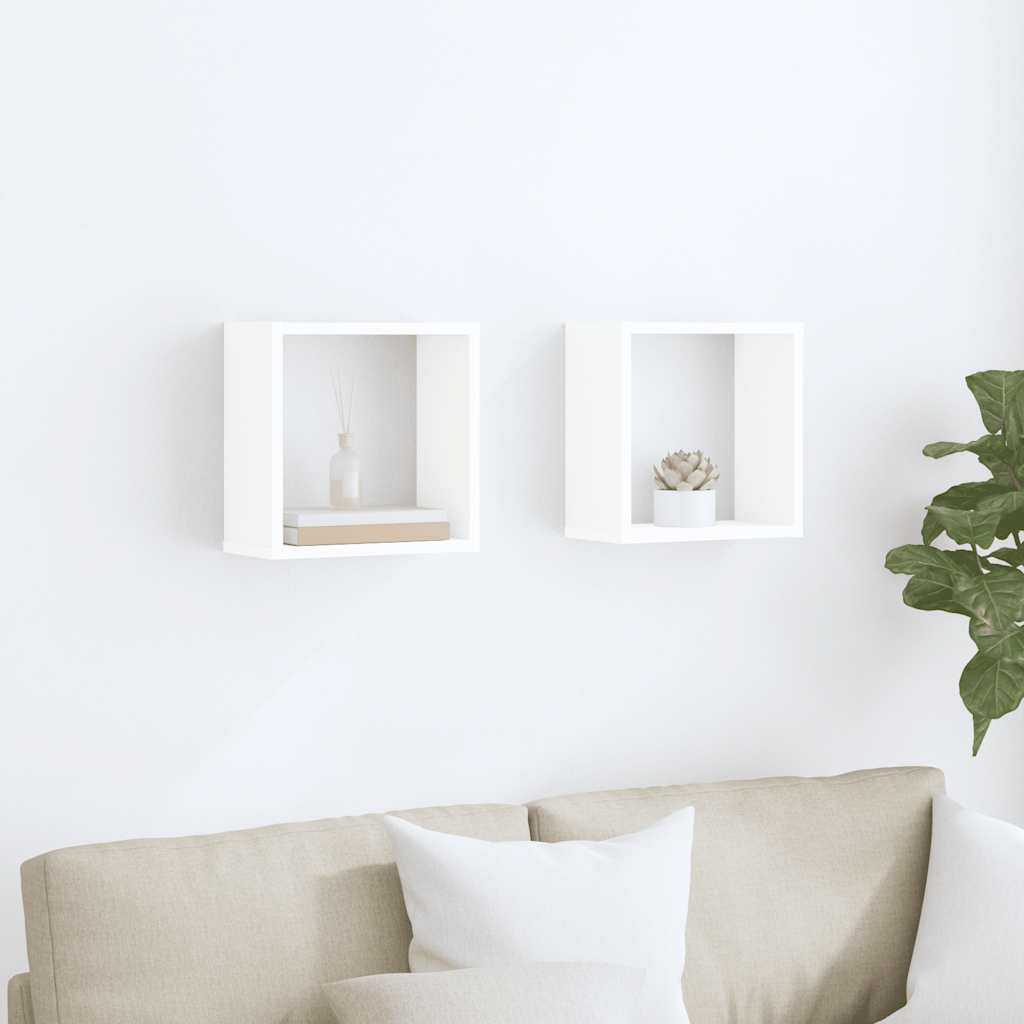 Wall Cube Shelves 2 pcs White 30x15x30 cm