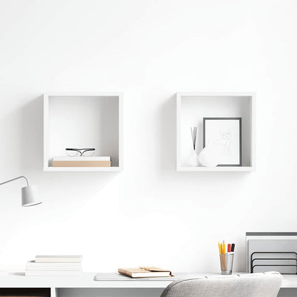 Wall Cube Shelves 2 pcs White 30x15x30 cm
