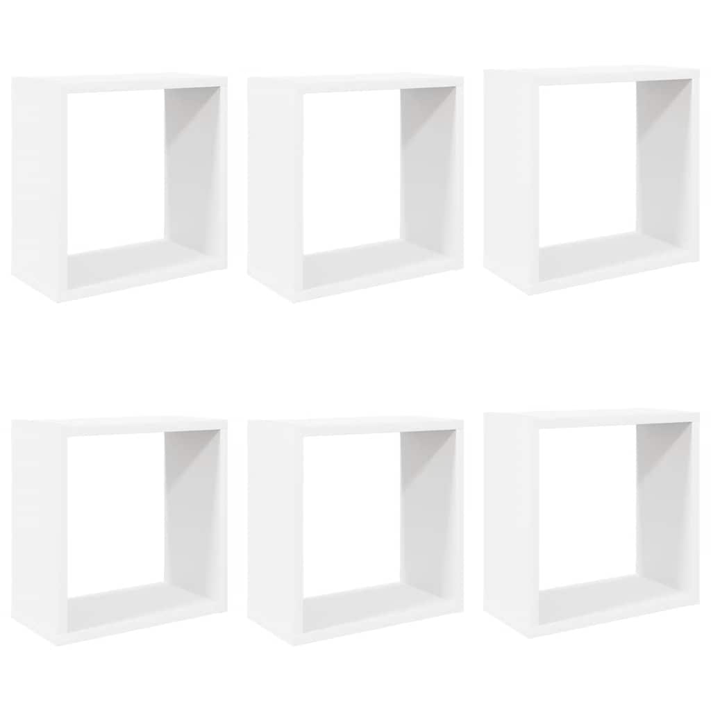 Cube Shelf | Set of 6 | White | Engineered wood | 30x15x30 cm per cube