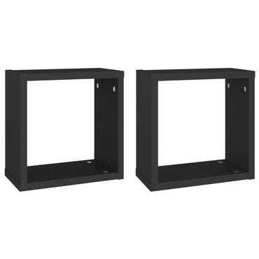 Wall Cube Shelves 2 pcs Black 30x15x30 cm