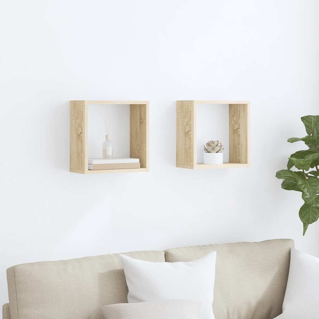 Wall Cube Shelves 2 pcs Sonoma Oak 30x15x30 cm
