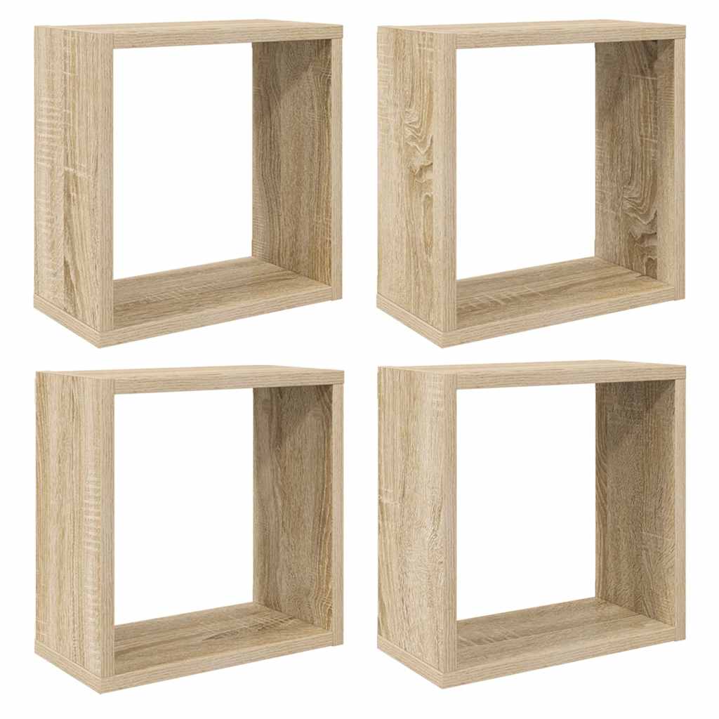 Cube Shelf | Set of 4 | Sonoma oak | Engineered wood | Medium