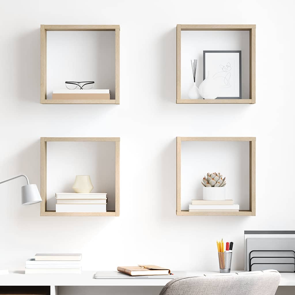 Cube Shelf | Set of 4 | Sonoma oak | Engineered wood | Medium