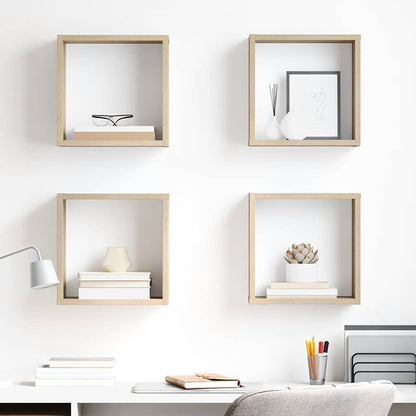 Cube Shelf | Set of 4 | Sonoma oak | Engineered wood | Medium