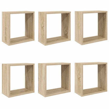 Wall Cube Shelves 6 pcs Sonoma Oak 30x15x30 cm