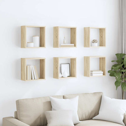 Wall Cube Shelves 6 pcs Sonoma Oak 30x15x30 cm
