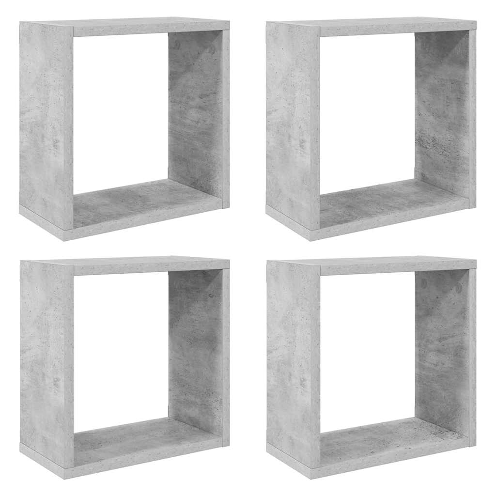 Cube Shelf |  Set of 4 | Concrete grey | Engineered wood
