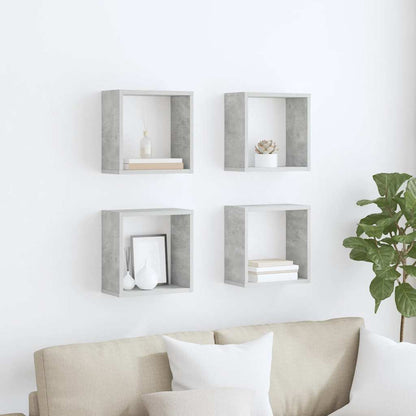 Cube Shelf |  Set of 4 | Concrete grey | Engineered wood