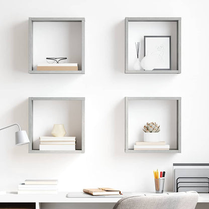 Cube Shelf |  Set of 4 | Concrete grey | Engineered wood