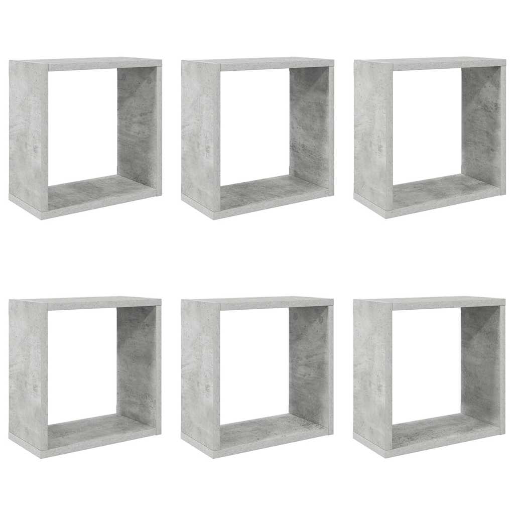 Cube Shelf | Set of 6 | Concrete Grey | Engineered wood | Medium
