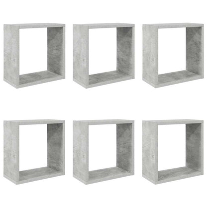 Cube Shelf | Set of 6 | Concrete Grey | Engineered wood | Medium