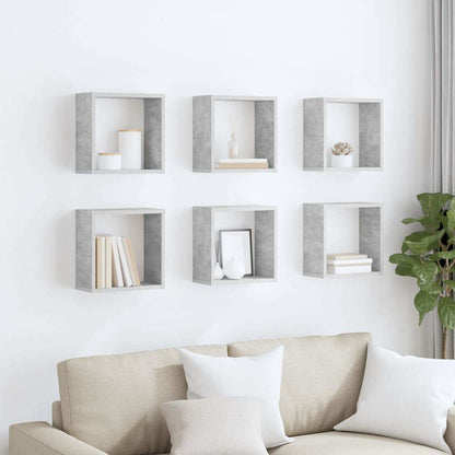 Cube Shelf | Set of 6 | Concrete Grey | Engineered wood | Medium