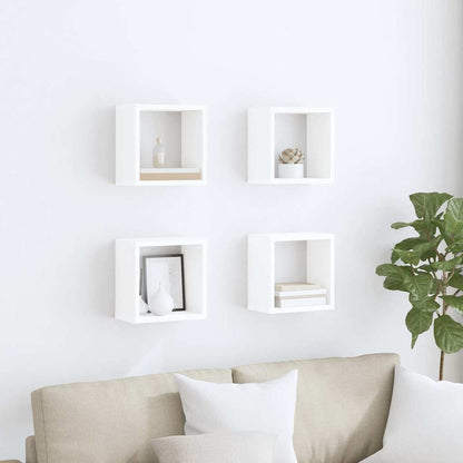 Wall Cube Shelves 4 pcs White 26x15x26 cm