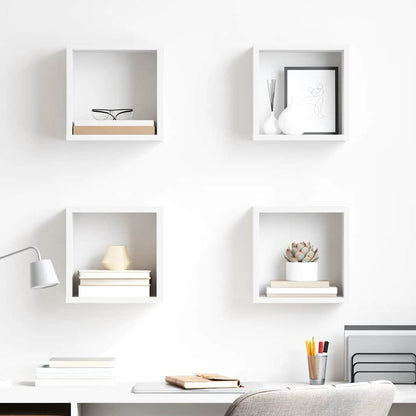 Wall Cube Shelves 4 pcs White 26x15x26 cm