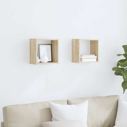 Wall Cube Shelves 2 pcs Sonoma Oak 26x15x26 cm