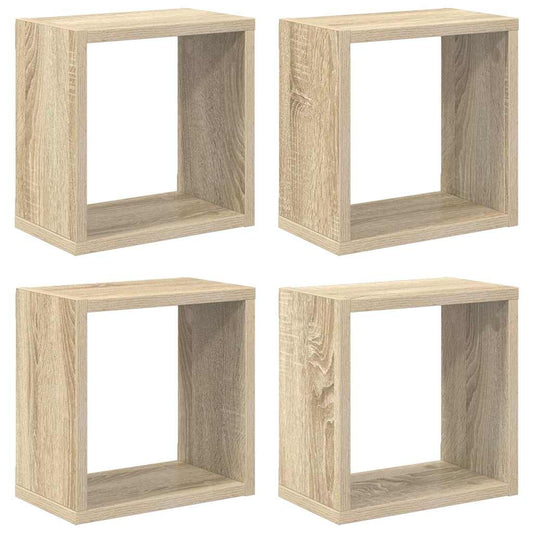 Cube Shelf | Set of 4 | Sonoma Oak | Engineered Wood | Small | Cube Shelf