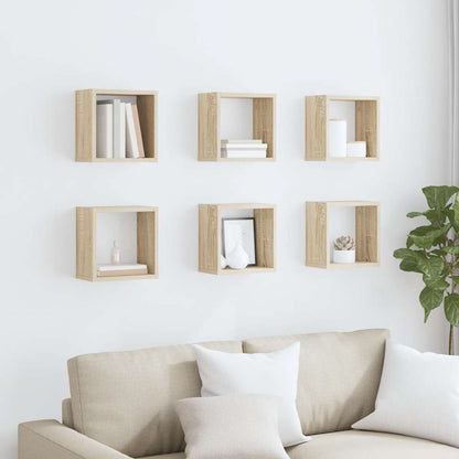 Wall Cube Shelves 6 pcs Sonoma Oak 26x15x26 cm