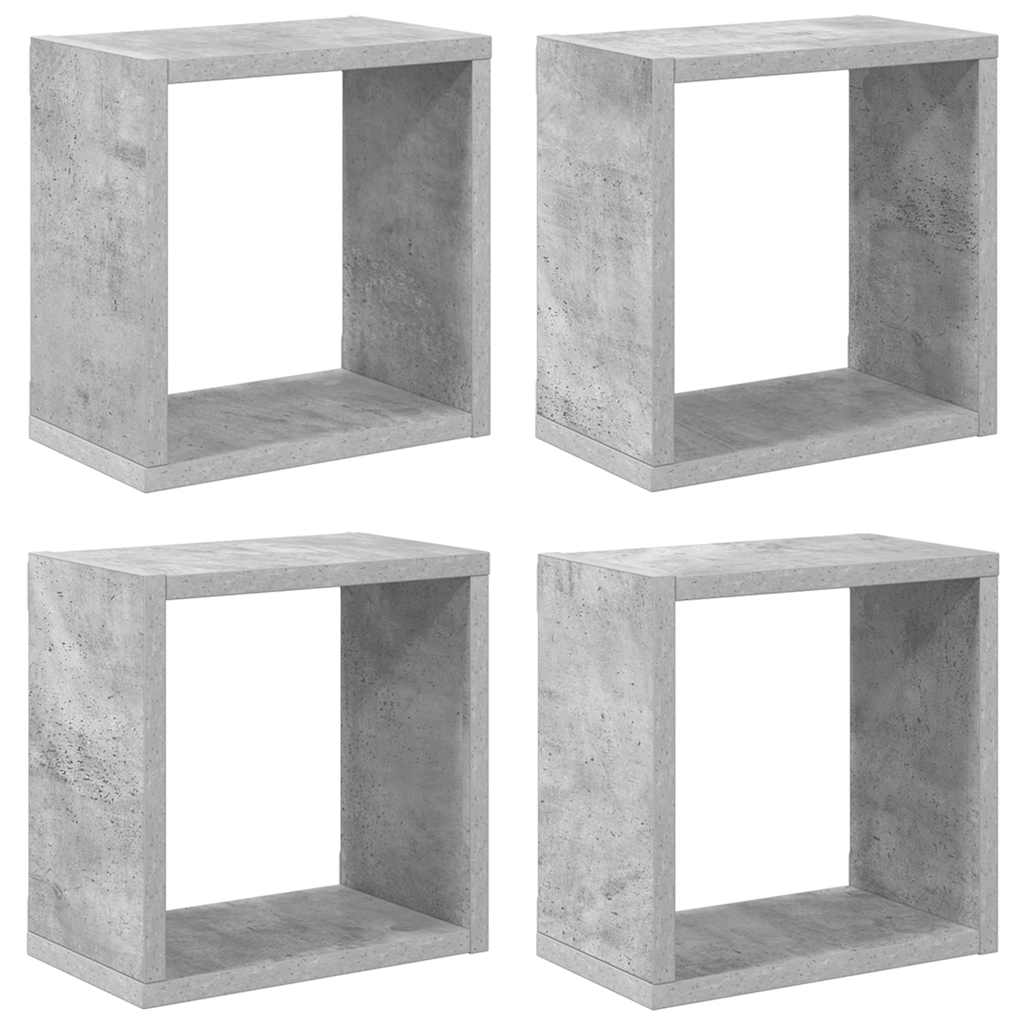 Cube Shelf | Set of 4 | Concrete grey | Engineered wood | Medium