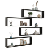 Wall Cube Shelf 4 pcs Black 100x15x30 cm Engineered Wood