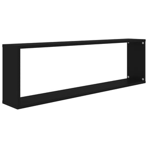 Wall Cube Shelf 4 pcs Black 100x15x30 cm Engineered Wood