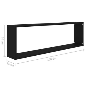 Wall Cube Shelf 4 pcs Black 100x15x30 cm Engineered Wood