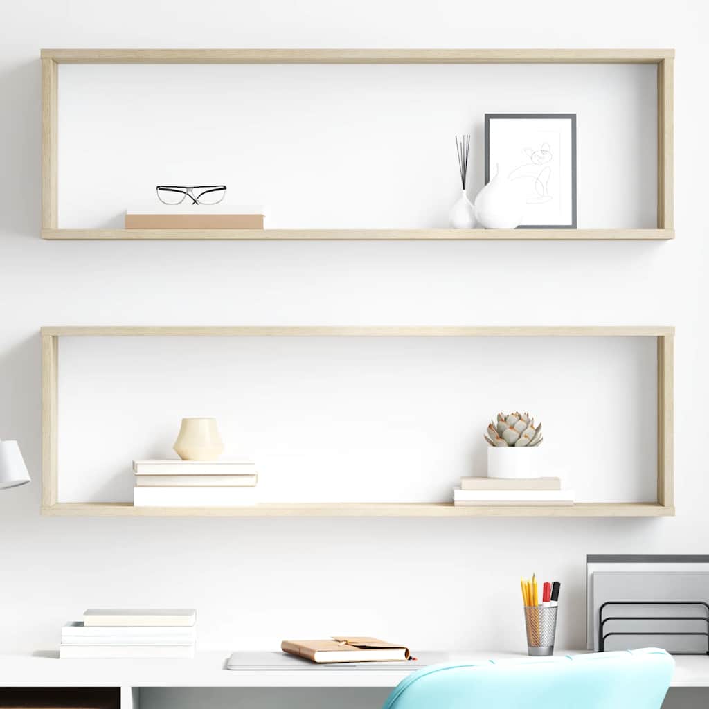Wall Cube Shelf 2 pcs Sonoma Oak 100x15x30 cm Engineered Wood