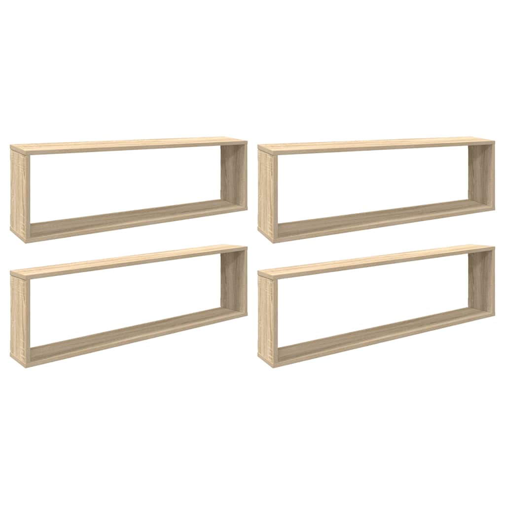 Wall Cube Shelf 4 pcs Sonoma Oak 100x15x30 cm Engineered Wood