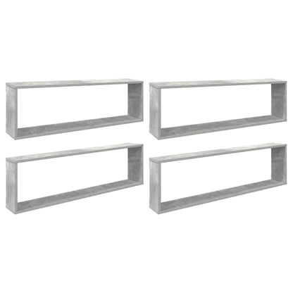 Wall Cube Shelf 4 pcs Concrete Grey 100x15x30 cm Engineered Wood