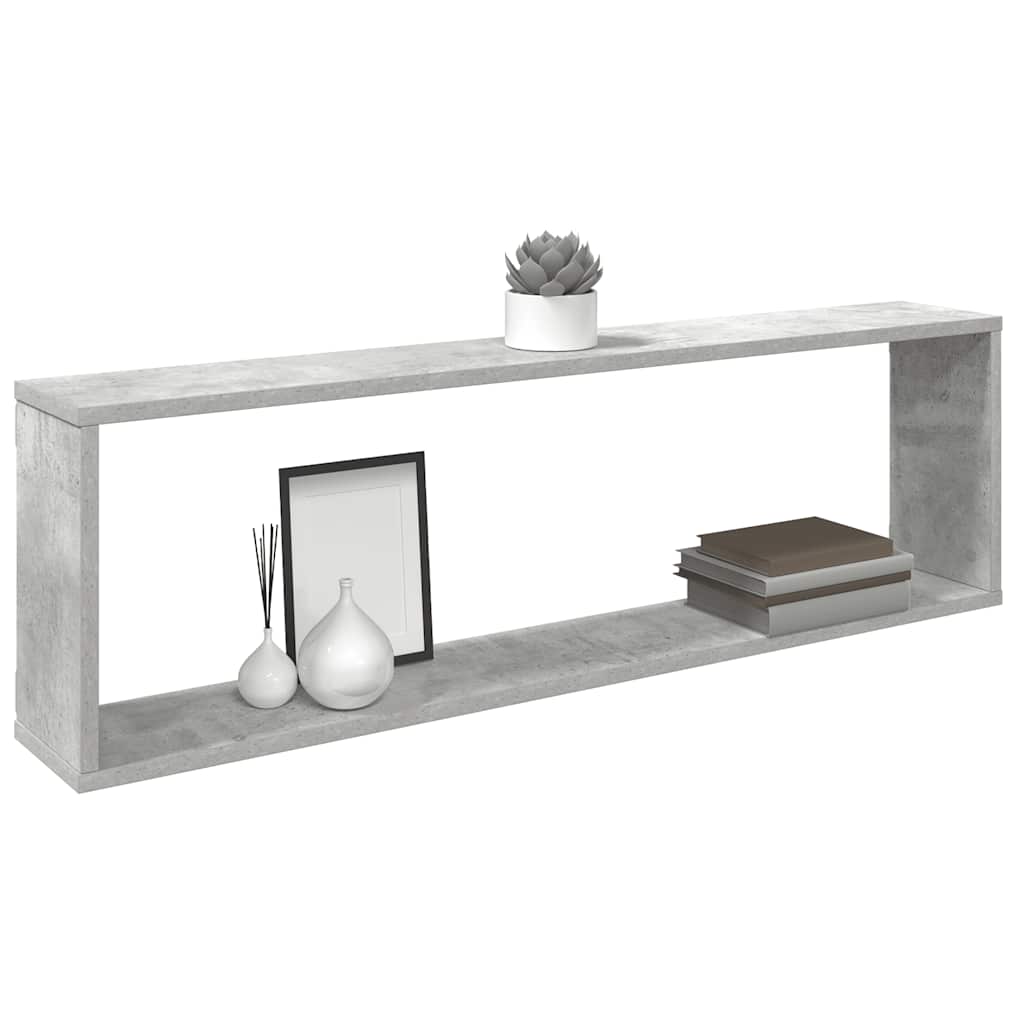Wall Cube Shelf 4 pcs Concrete Grey 100x15x30 cm Engineered Wood