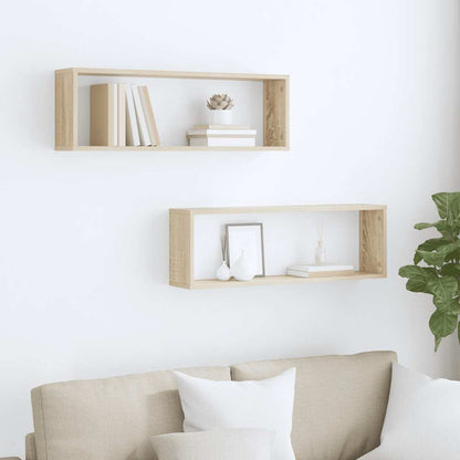 Wall Cube Shelf 2 pcs Sonoma Oak 80x15x26.5 cm Engineered Wood