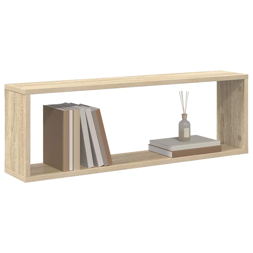 Wall Cube Shelf 2 pcs Sonoma Oak 80x15x26.5 cm Engineered Wood