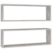 Wall Cube Shelf 2 pcs Concrete Grey 80x15x26.5 cm Engineered Wood