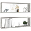Wall Cube Shelf 2 pcs Concrete Grey 80x15x26.5 cm Engineered Wood