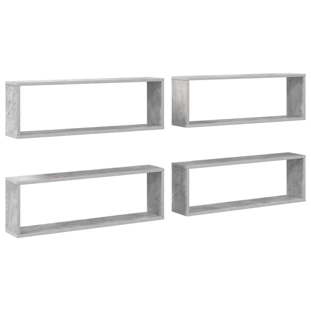 Wall Cube Shelf 4 pcs Concrete Grey 80x15x26.5 cm Engineered Wood