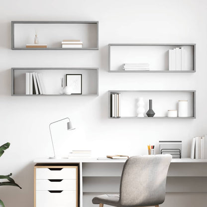 Wall Cube Shelf 4 pcs Concrete Grey 80x15x26.5 cm Engineered Wood