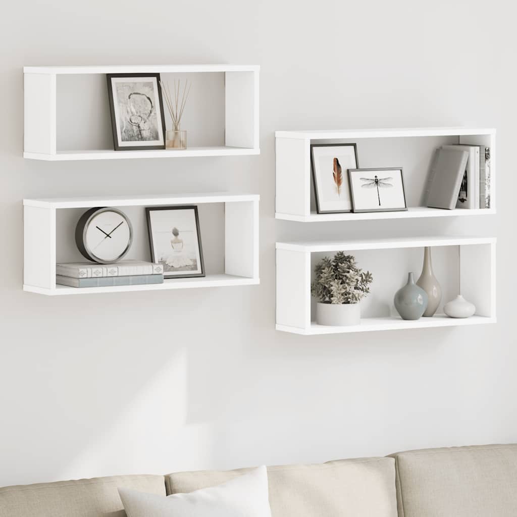 Wall Shelf | Set of 4 | White | Engineered wood | 60 cm x 15 cm x 23 cm