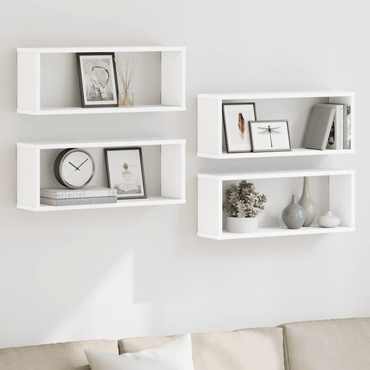 Wall Cube Shelf 4 pcs White 60x15x23 cm Engineered Wood