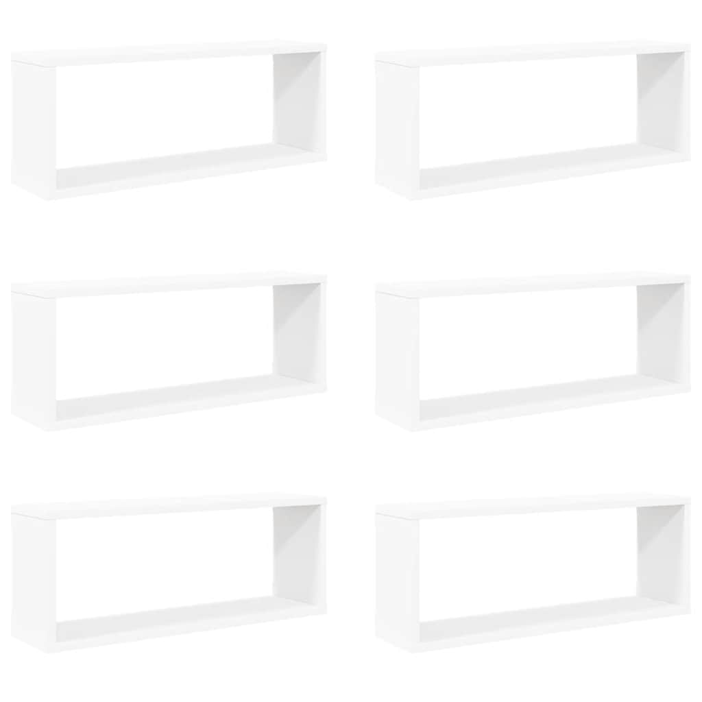 Wall Cube Shelf 6 pcs White 60x15x23 cm Engineered Wood