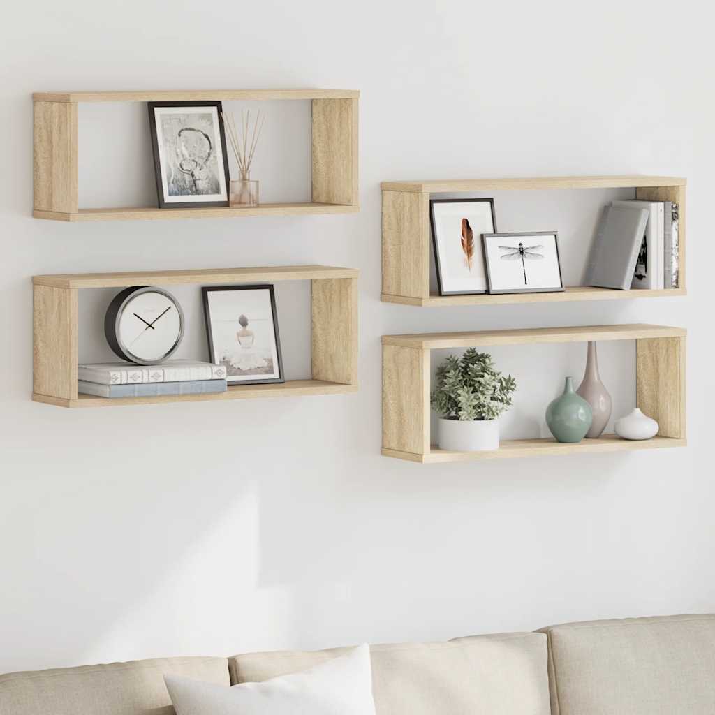 Wall Shelf | Set of 4 | Sonoma oak | Engineered wood