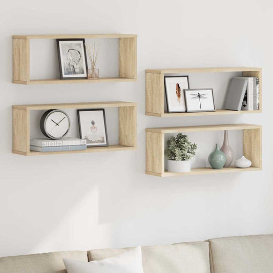 Wall Cube Shelf 4 pcs Sonoma Oak 60x15x23 cm Engineered Wood
