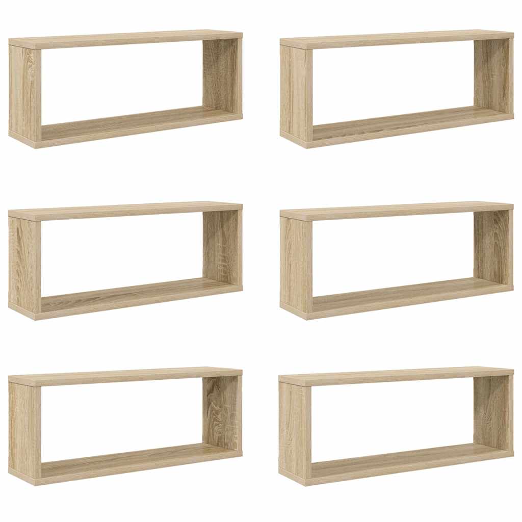 Wall Cube Shelf 6 pcs Sonoma Oak 60x15x23 cm Engineered Wood